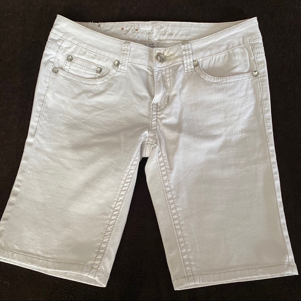 White Denim Distressed Shorts